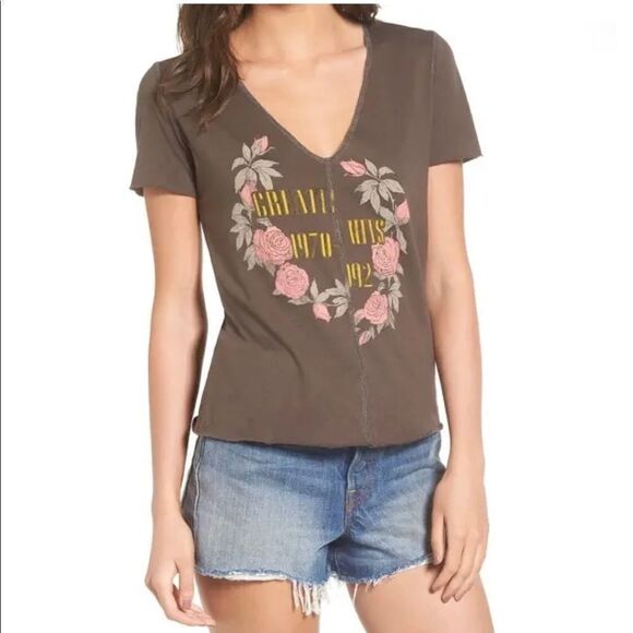 NWOT Project Social T PST Vneck TShirt Floral M - Picture 1 of 8